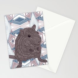 Cute Gerbil on a blue patterned background Stationery Card