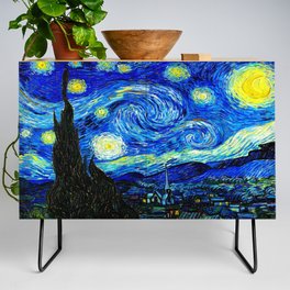 Vincent van Gogh (Dutch, 1853-1890) - The Starry Night - 1889 - Post-Impressionism - Cloudscape - Oil - Digitally Enhanced Version - Credenza