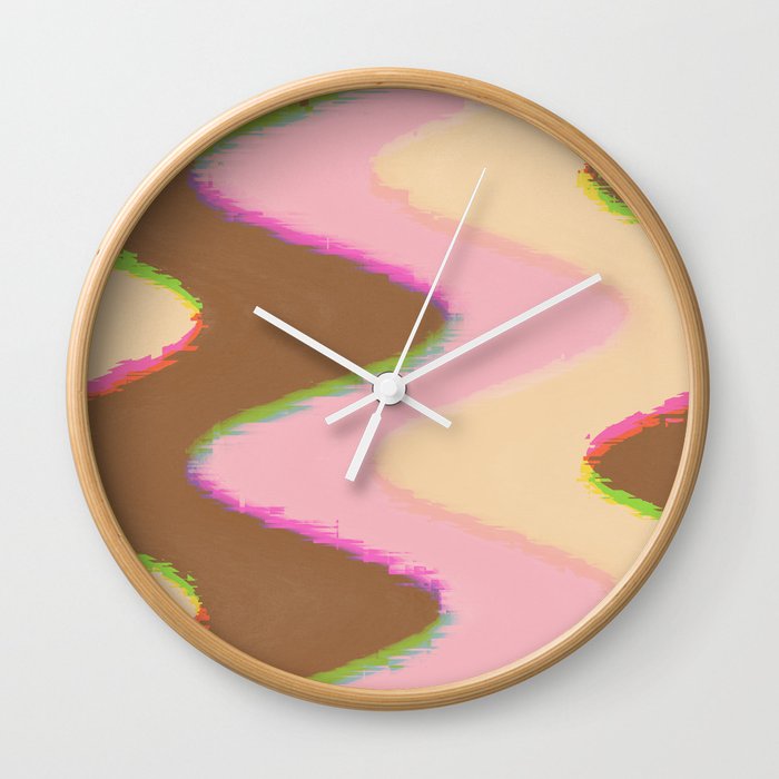 pink, brown and cream neapolitan ice cream dreams Wall Clock