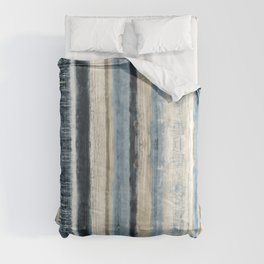 Distressed Blue and White Watercolor Stripe Comforter