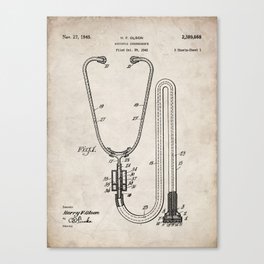 Stethoscope Patent - Doctor Art - Antique Canvas Print
