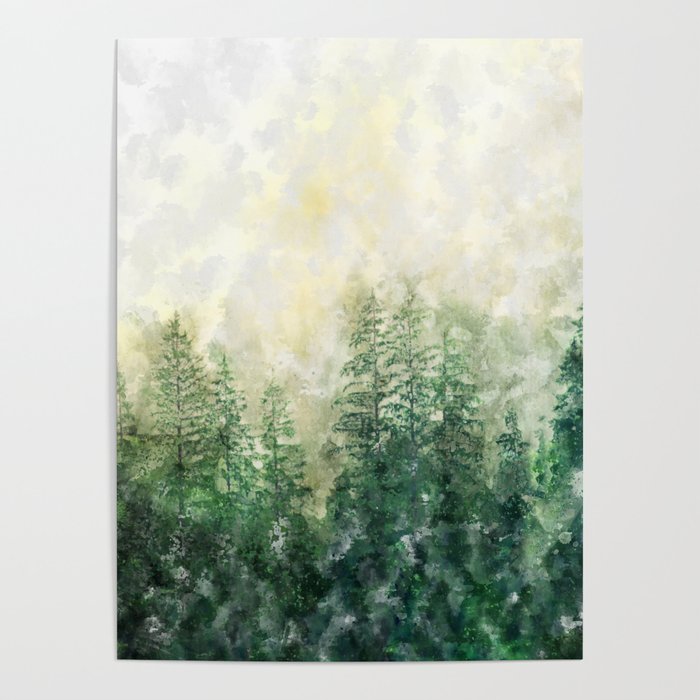 Pine Forest Watercolor Poster