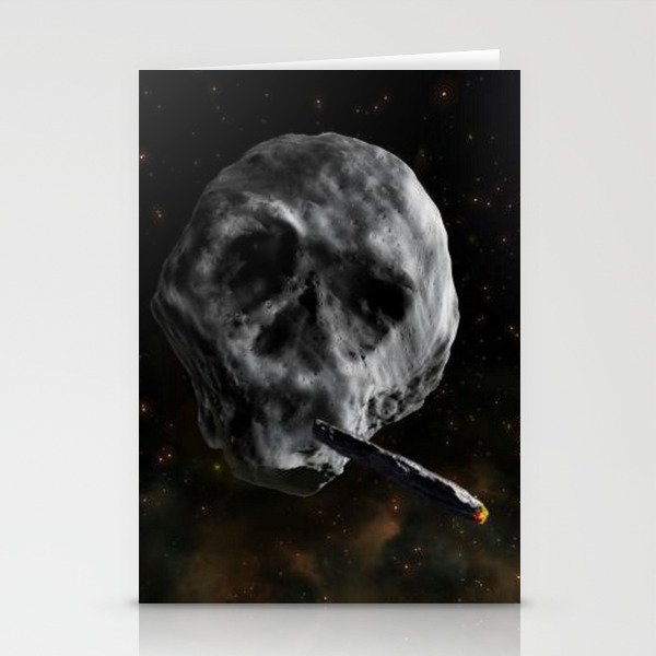 Skull Asteroid with Astro Blunt , Infinite Plane Society Stationery Cards