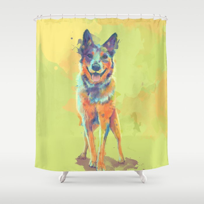 With a Heart Full of Joy - Blue Heeler Dog Shower Curtain