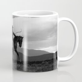 Black and White Cowboy Being Bucked Off Coffee Mug