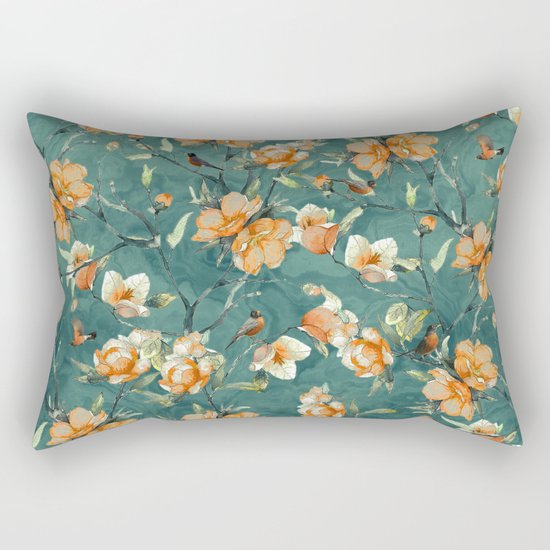 Flowers & Birds Rectangular Pillow