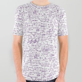 Physics Equations // Purple All Over Graphic Tee | Mathematics, Numbers, Physics, Smart, Genius, Curtain, Formulas, Science, Math, Arithmetic 