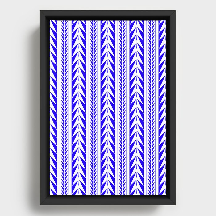 Stripes Blue Framed Canvas