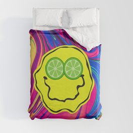 Psychedelic Lime Eyes Smiley Duvet Cover