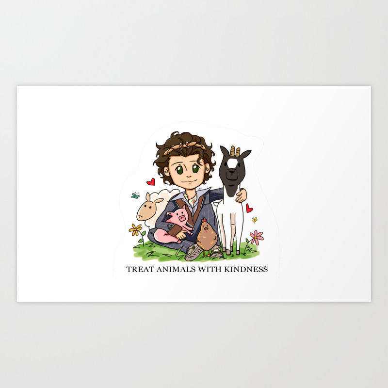 Treat Animals With Kindness Art Print by ellsketchlr | Society6