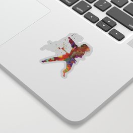 Woman practices karate in watercolor Sticker