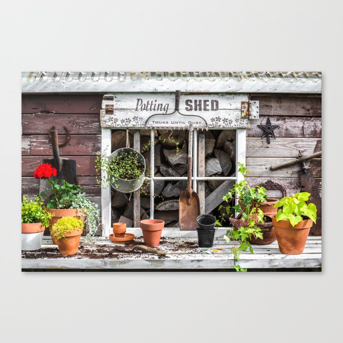 Potting Shed At Work Canvas Print