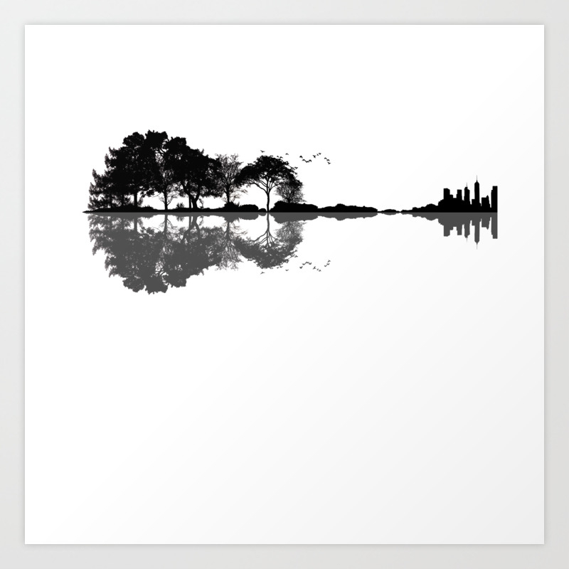 Acoustic Forest Nature Reflection Musician Print by Born Design |