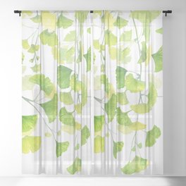 Ginkgo Watercolor  Sheer Curtain