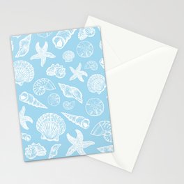 Seashell Print - Light Blue and White Stationery Card
