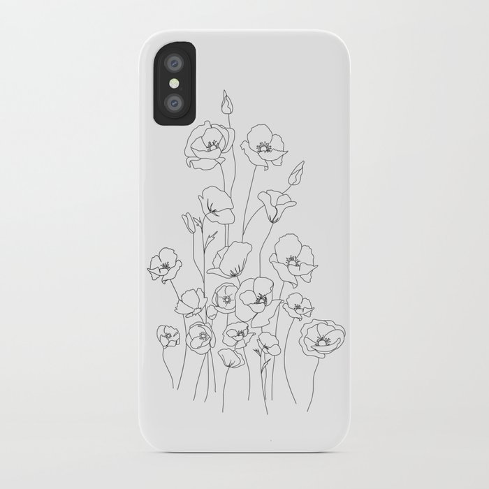 poppy flowers line art iphone case