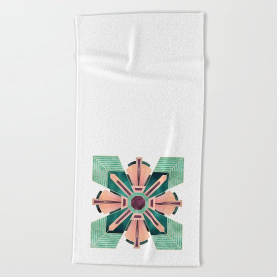 Art Deco Flower 1 Beach Towel