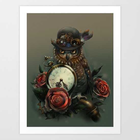 Sir Owl. Steampunk Art Print