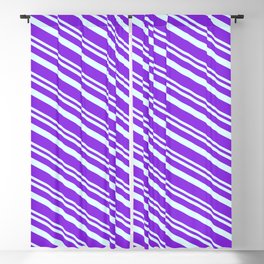 [ Thumbnail: Light Cyan & Purple Colored Stripes Pattern Blackout Curtain ]