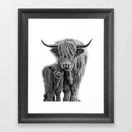 Highland Cow and The Baby Framed Art Print