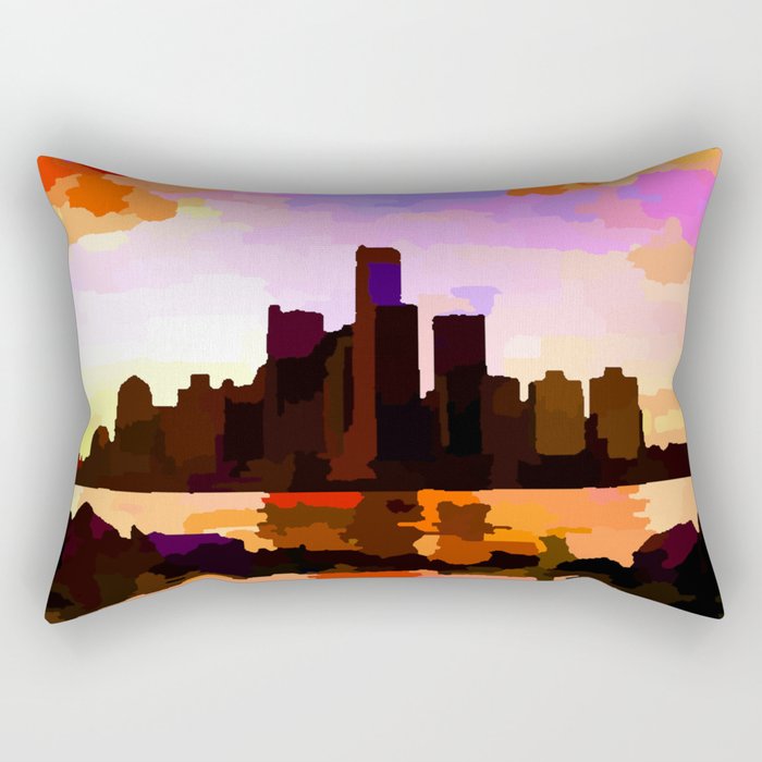 Detroit Skyline at Sunset  Rectangular Pillow