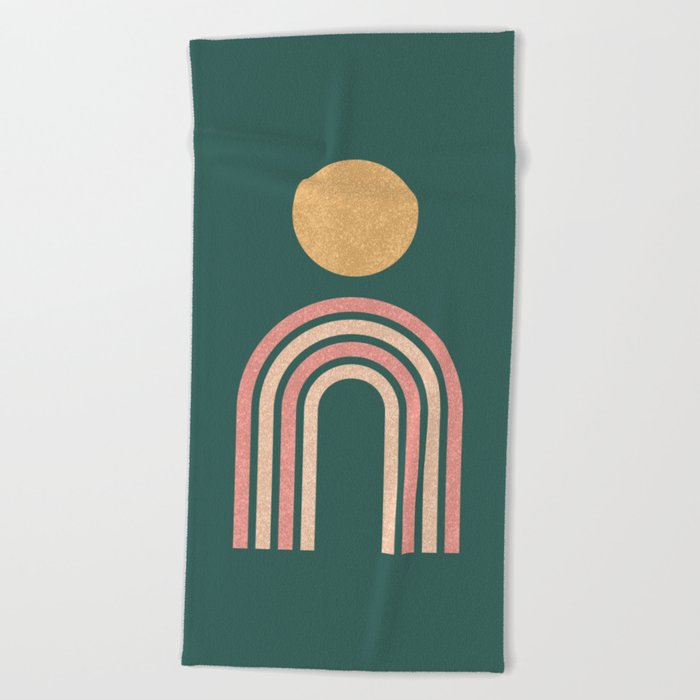 Mid century modern - green Beach Towel