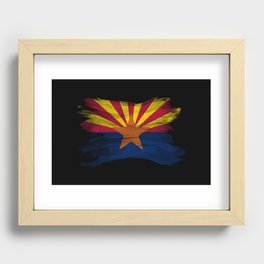 Arizona state flag brush stroke, Arizona flag background Recessed Framed Print