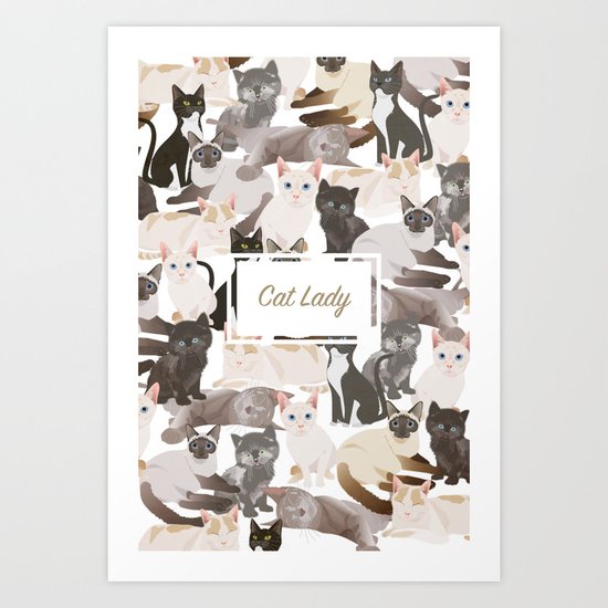 Cat lady Art Print