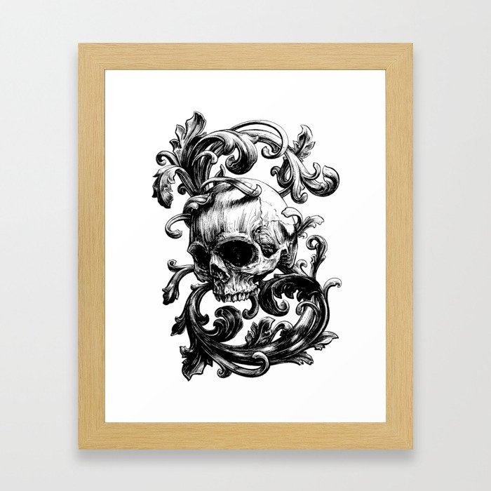 Acanthus skull Framed Art Print