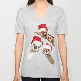 Christmas Animals Gang V Neck T Shirt