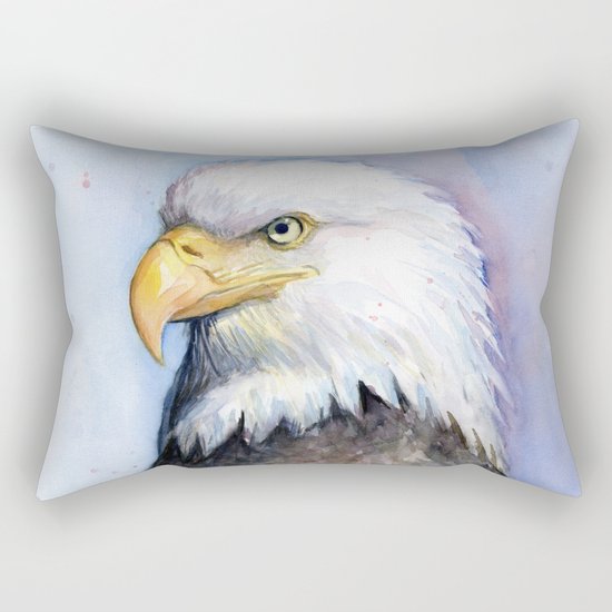 Bald Eagle Watercolor Bird Wildlife Animals Rectangular Pillow