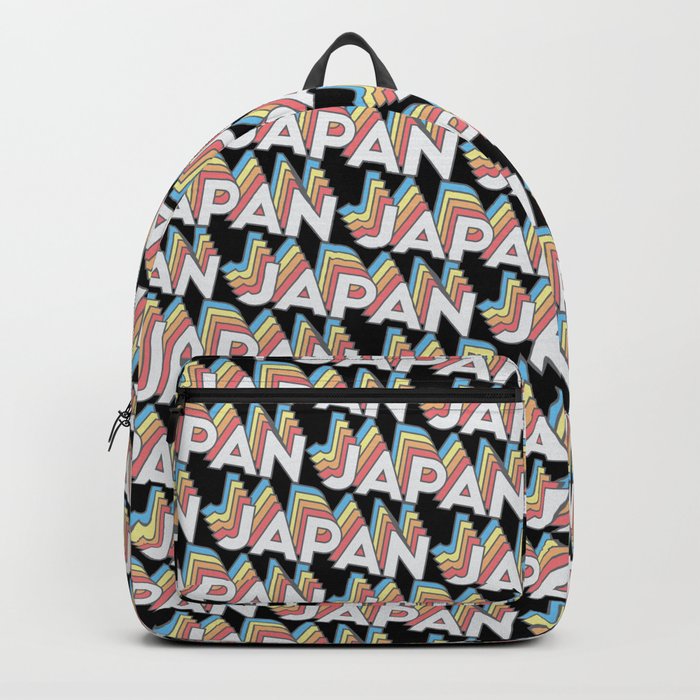 Japan Trendy Rainbow Text Pattern (Black) Backpack