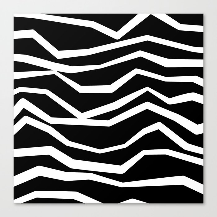 Wavy zig zag lines edgy black and white Canvas Print