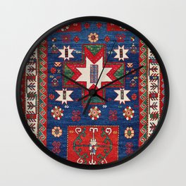 Kazak Antique Prayer Rug Print Wall Clock