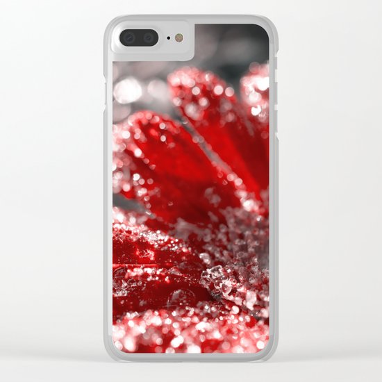 Melting red daisy Winterblossom - Flower and ice Clear iPhone Case
