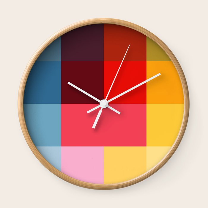 Chromatic squares Wall Clock by Emmanuel Signorino Society6
