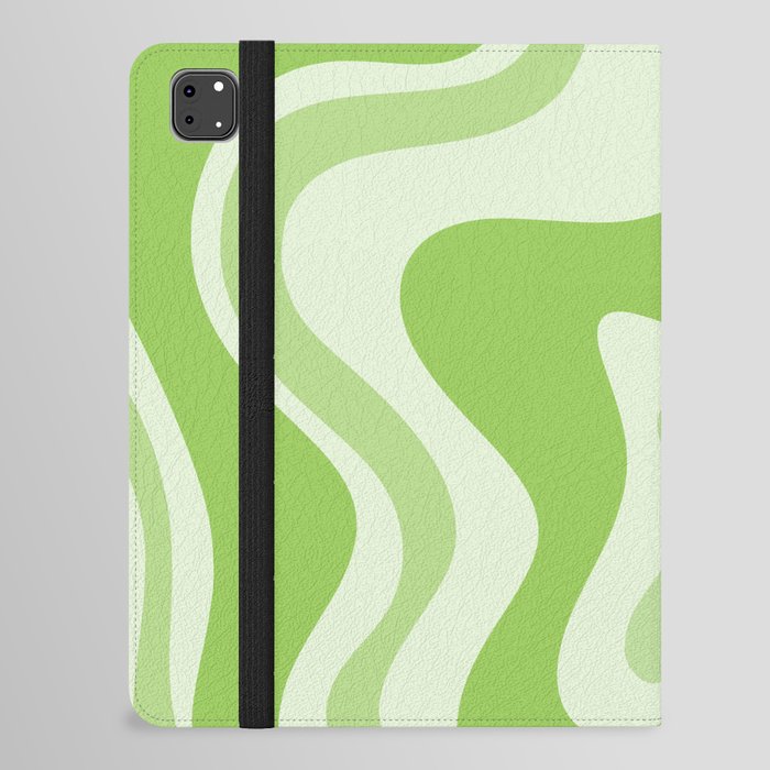 Retro Liquid Swirl Abstract Pattern in Light Lime Green iPad Folio Case