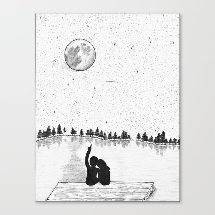 Stargazing on the lake Canvas Print