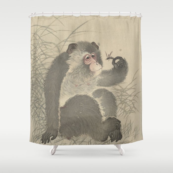 Monkey with insect - Ohara Koson (1900 - 1930) Shower Curtain