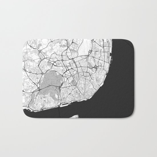 Lisbon Map Gray Bath Mat