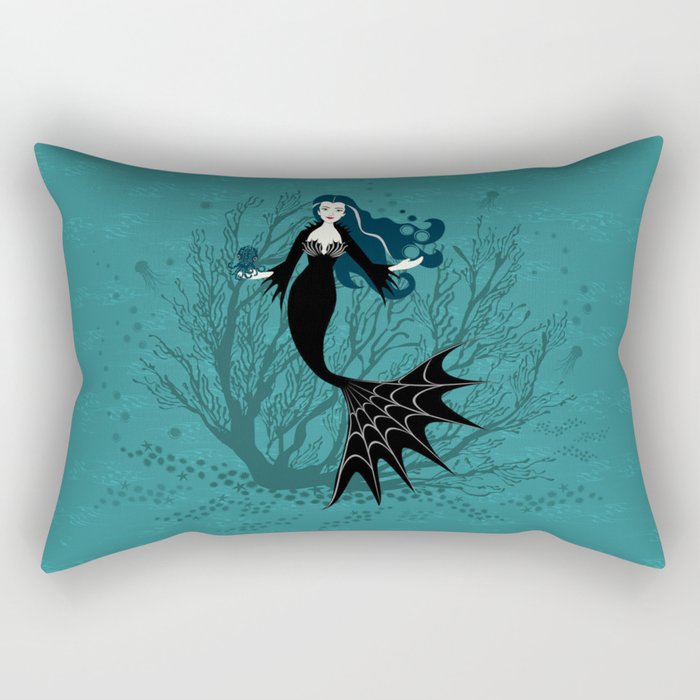 Vampire Mermaid on Aqua Rectangular Pillow