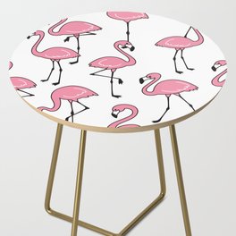 Flamingo seamless pattern vintage pink Flamingos exotic bird tropical scarf isolated tile background repeat wallpaper cartoon illustration doodle Side Table