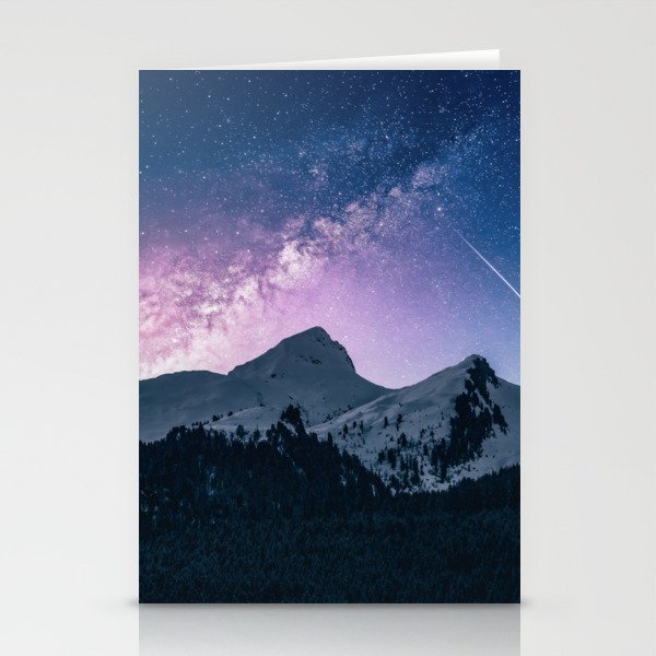 Shooting Star Over The Mountains Stationery Cards