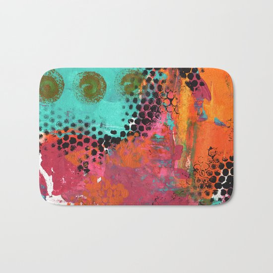 Original Abstract Grunge Painted Art Bath Mat