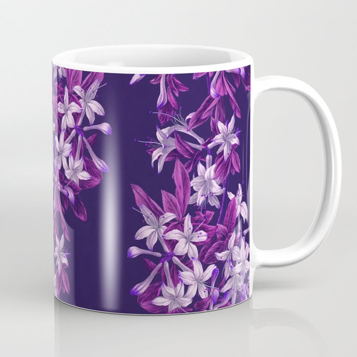 Bands of Pink and Purple Blooms Pattern Coffee Mug