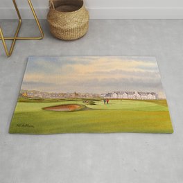 Carnoustie Golf Course Scotland With Clubhouse Rug