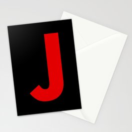 Letter J (Red & Black) Stationery Card