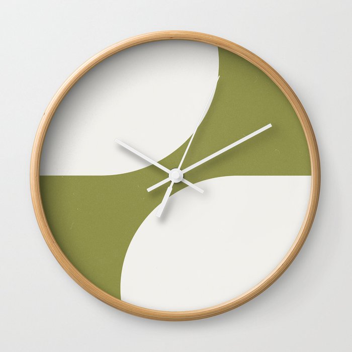 Modern 70s Arch Figures Abstract on Green Wall Clock