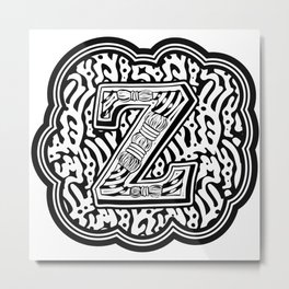 Letter Z Black - Alphabet Zentyp Cutouts Metal Print