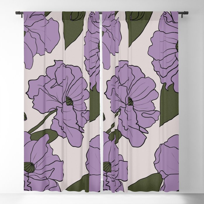 Purple poppies Blackout Curtain